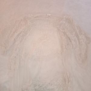 White lace coverup short sleeve